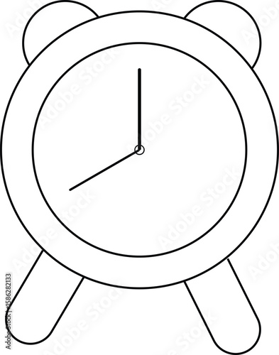 Adorable Cartoon Alarm Clock Outline Illustration