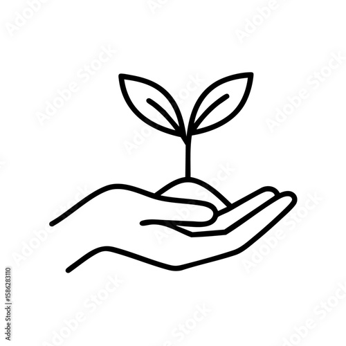 hand holding a plant vector