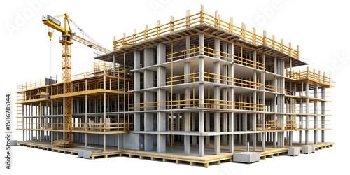 building under construction isolated on white background. PNG Transparent file type with high definition quality And vibrant color grading Available.
