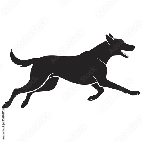 Running Dog Silhouette – Fast Canine Vector Illustration