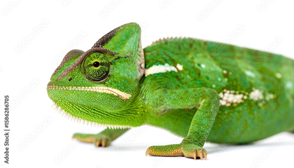 Fototapeta premium Close-up of a vibrant green chameleon