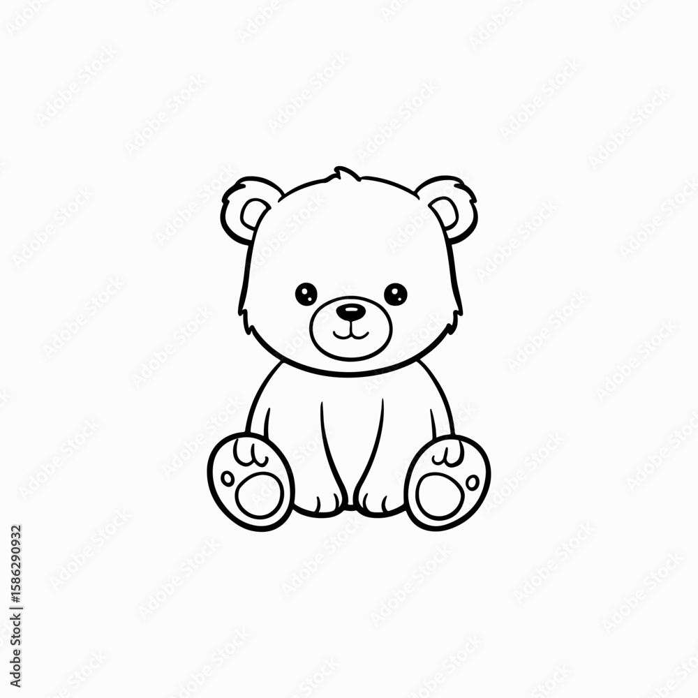 Obraz premium teddy bear line black art isolated graphic