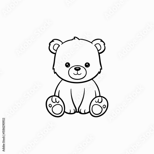 teddy bear line black art isolated graphic