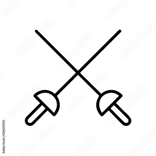 Fencing swords crossed in minimalist design concept of icon  