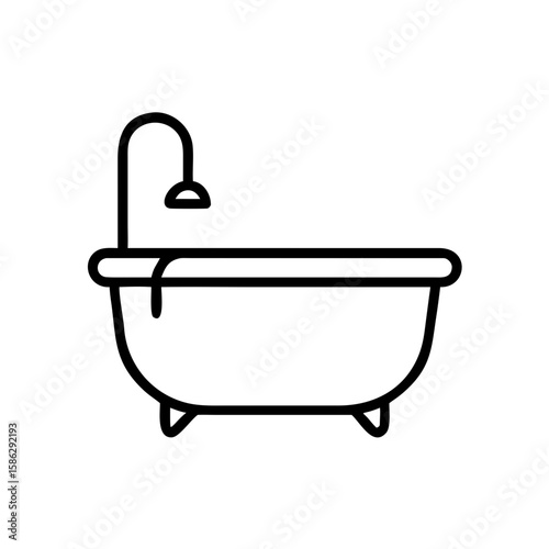 Bathtub with faucet in minimalist line design  