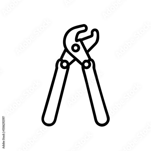 Bolt cutter tool in minimalist outline design for cutting wires  