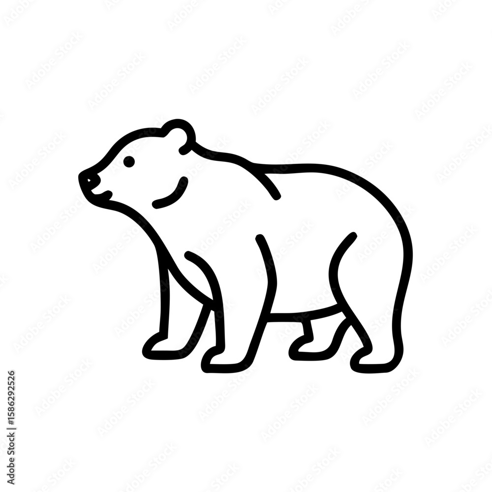 Obraz premium Outline of a bear standing in a neutral style against a white background 