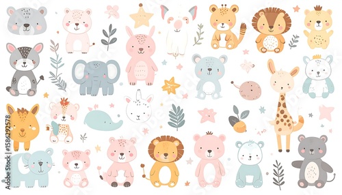 Cute cartoon animal collection