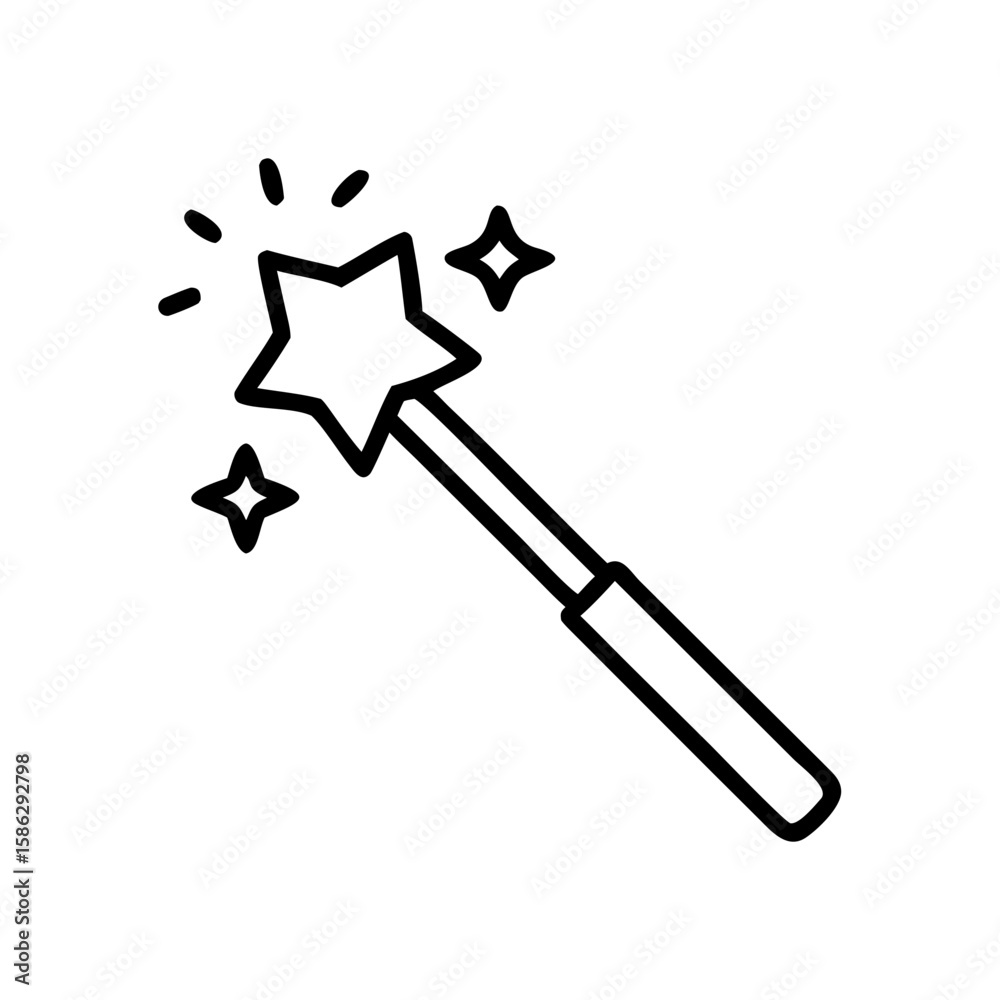 Magic wand with sparkles representing enchanting transformations Magic wand with sparkles representing enchanting transformations