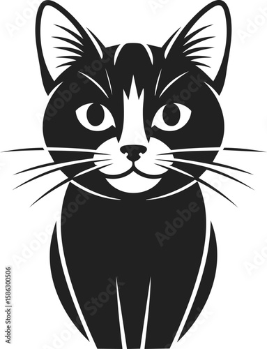 Charming domestic cat vector illustration, playful feline, cat lover design, vintage engraved style, perfect for merchandise and emblems