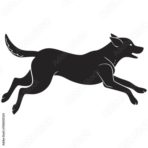 Black Dog Silhouette in Motion – Pet Running Clipart
