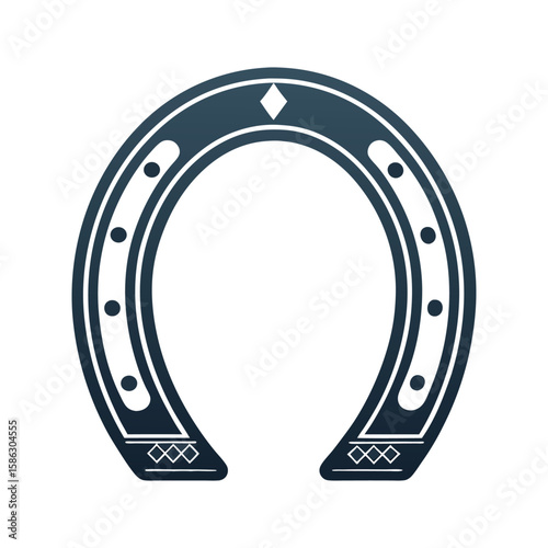 A simple black horseshoe icon on a white background, flat design, minimalist, clean, high resolution, vector graphic.