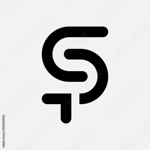 Letter sp or ps modern new unique shape branding logo design