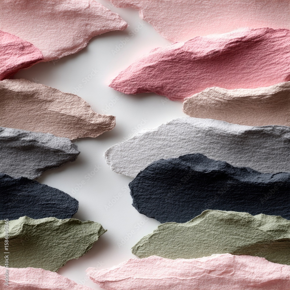 Fototapeta premium Close-up view of neutral paint swatches in elegant waves displays a variety of tones ideal for home interior painting SEAMLESS PATTERN
