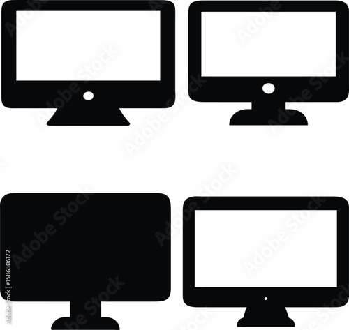 Modern flat icons of monitors and displays, perfect for UI/UX, tech websites, and digital products TV, LCD, LED