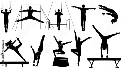 Set silhouettes athletes, Vector isolated set
