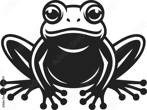 Frog, amphibian illustration, detailed engravings depicting a seated frog in vintage style, ideal for decorative art, prints, and nature-themed designs