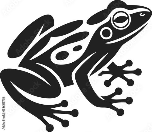 Frog, amphibian illustration, sleek design, leaping creature, nature art, engraved style, vintage artistry, wildlife sketch, animal illustration, reptile art