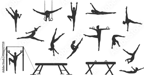 Set silhouettes athletes, Vector isolated set