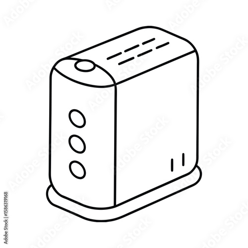 Vector Clip Art Illustration of an Air Purifier Outline Isolated on a White Background