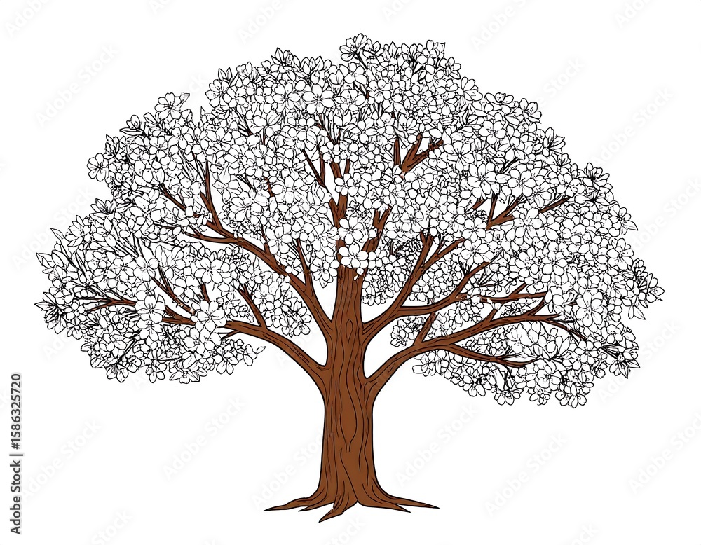 Fototapeta premium Detailed illustration of a flowering tree