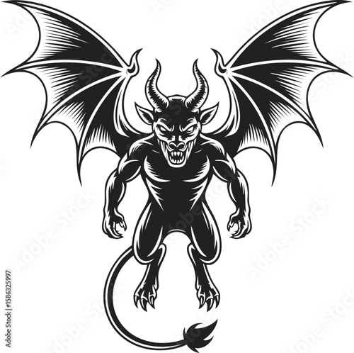Jersey Devil, mythical creature, folklore figure, winged beast, New Jersey legend, forest spirit, folklore illustration, creature of the night, devil figure, legendary monster