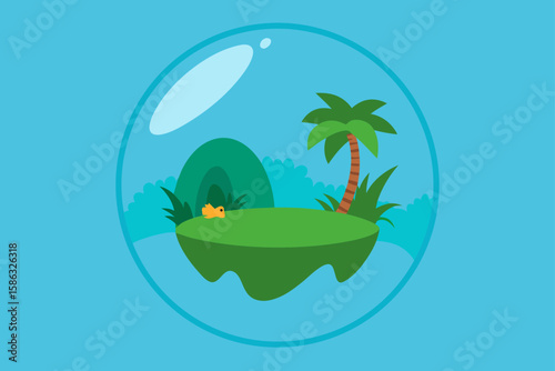 vector illustration of a tropical island with palm trees