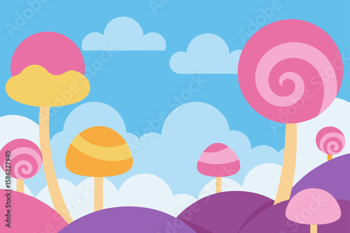 vector illustration of an abstract background with colorful trees