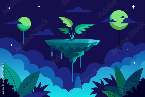 night landscape with moon and tree