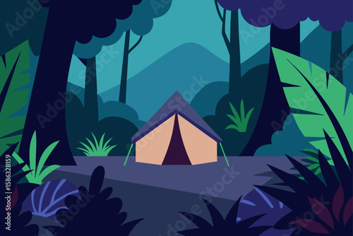 camping in the woods