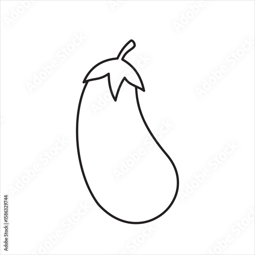 Simple eggplant outline features clean black lines against a transparent background beautifully