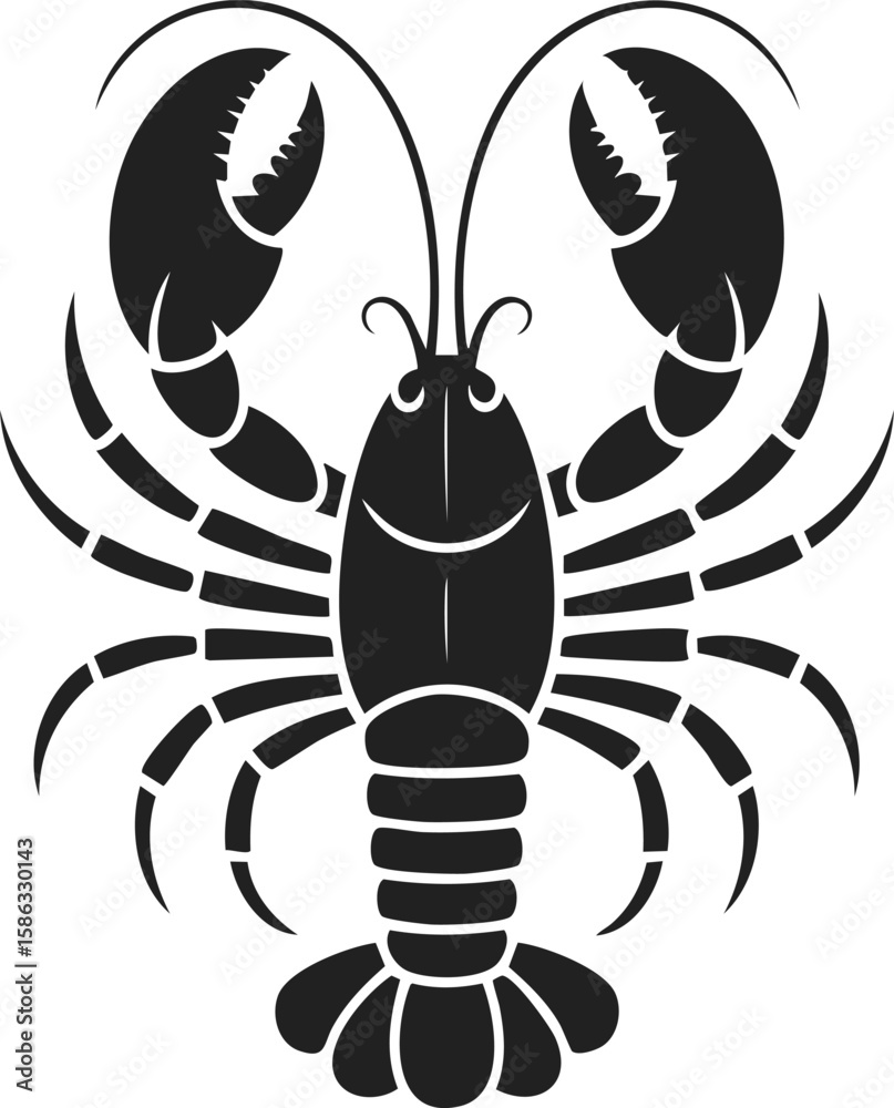 Obraz premium Lobster, crustacean, seafood delicacy, marine life representation, vintage engraved style illustration of a playful lobster with distinct claws and antennae