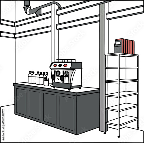 Metal Podium Coffee Setup Vector Design for Cafes