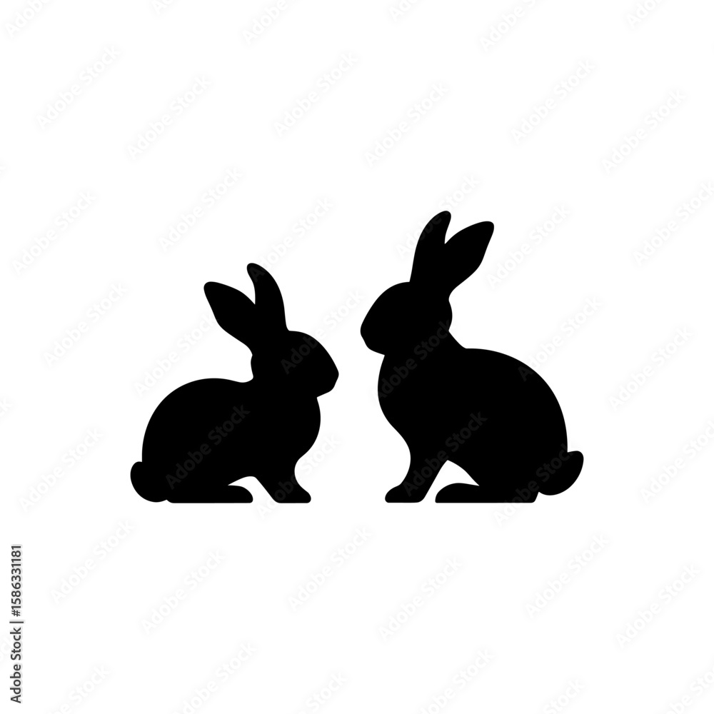 Obraz premium two sitting rabit vector illustration of a rabbit bundle photo image theme icon logo wallpaper.