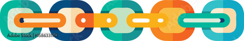 Abstract colorful oval shapes with cylindrical elements in a repeating pattern