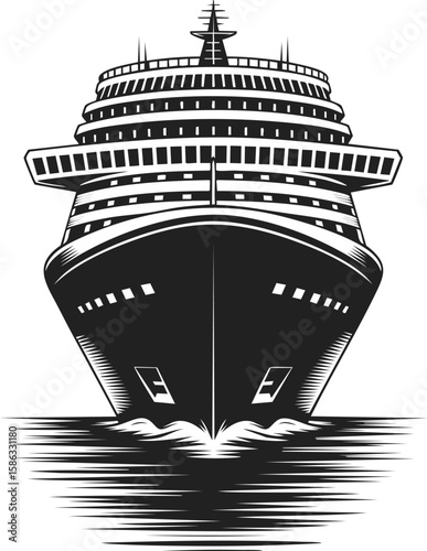Majestic cruise ship vector illustration in vintage engraved style perfect for emblems and t-shirt prints