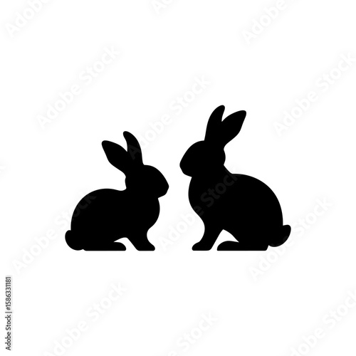  two sitting rabit vector illustration of a rabbit bundle photo image theme icon logo wallpaper.
