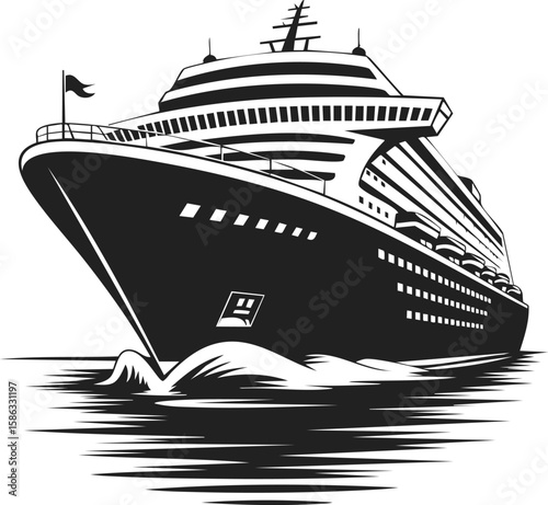 Majestic cruise ship, ocean liner, luxury vessel, nautical adventure embarking on a voyage, maritime exploration, majestic journey across waters