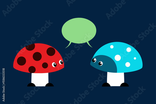 vector illustration of a funny cartoon mushroom