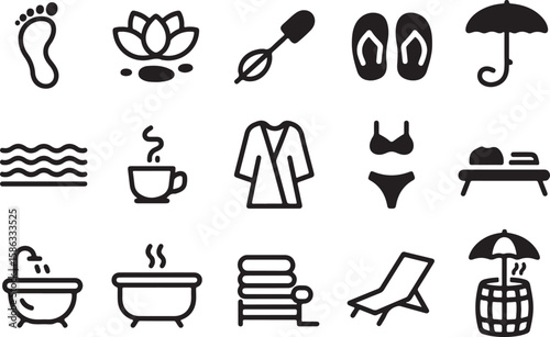 Spa and wellness icons collection isolated on transparent background