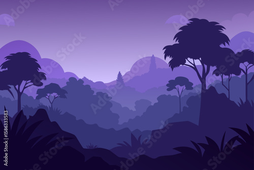 vector illustration of a night landscape