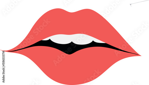 Shiny Fabric Red Lips Vector Art Realistic Effect