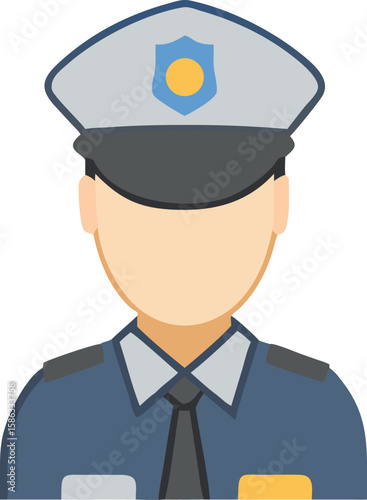 Police Officer Uniform and Badge Icon Flat Style Design