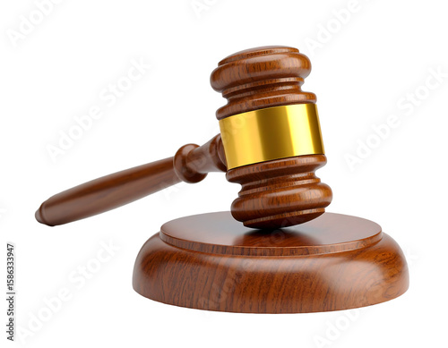 Wooden Gavel: Legal Auction Justice Symbol, Courtroom Auctioneer Hammer, Judicial Decision, Law Firm Logo, Government Authority PNG, Transparent Background.