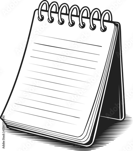Notepad, writing pad, sketchbook, spiral notebook, stationery accessory with blank pages designed for sketches and notes