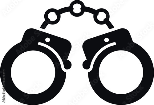 Handcuffed Symbol Silhouette Vector in Simple Flat Design for Police Use
