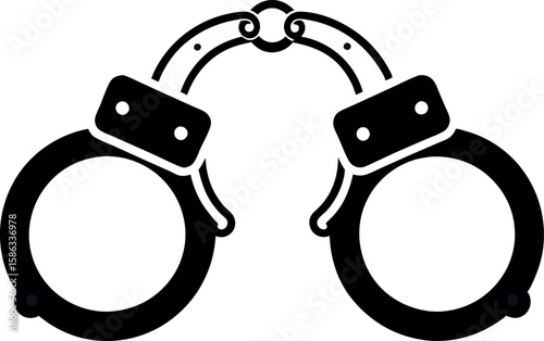 Black Handcuffed Icon Vector Silhouette for Detention or Justice Illustrations