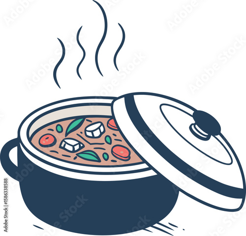Traditional Hot Pot Vector Silhouette for Food and Cooking Themed Graphics