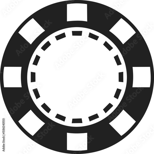 Poker chip, gambling token, casino chip, betting marker, vintage gaming accessory depicted in bold design