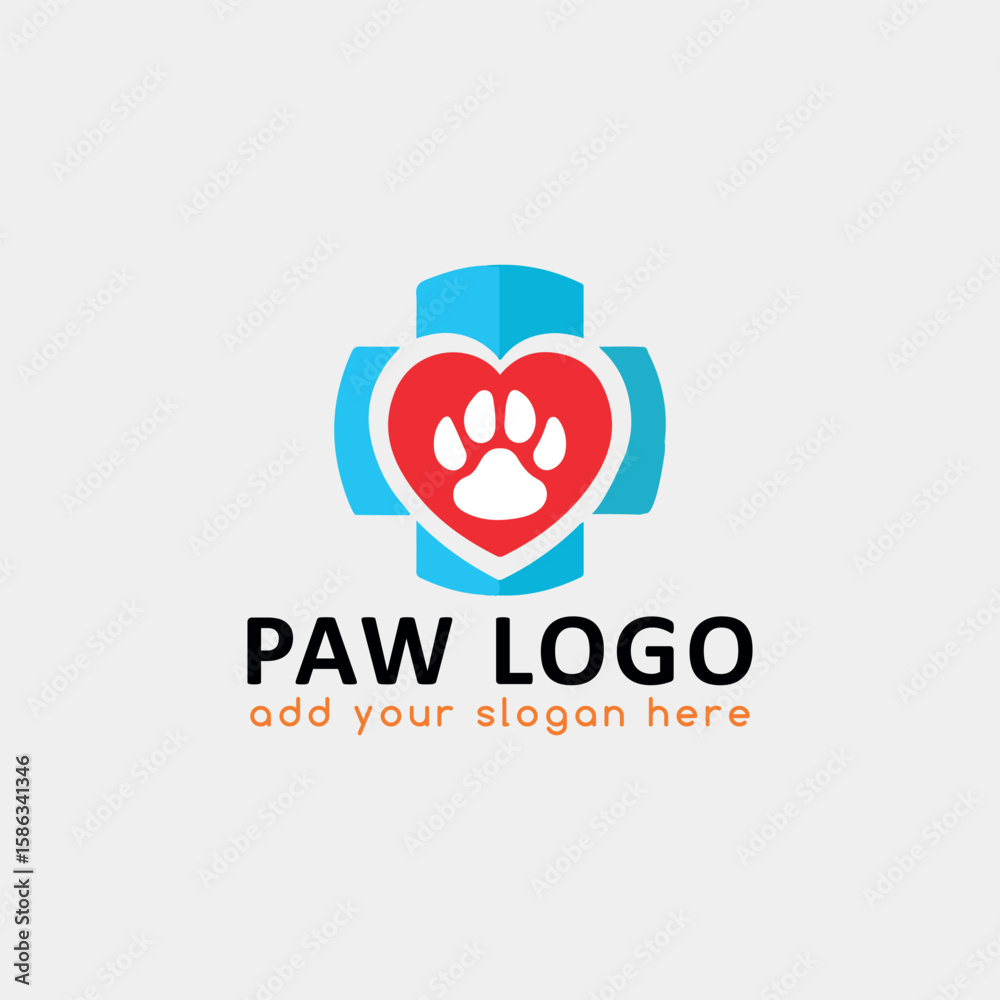 Obraz premium pet paw store logo design vector
